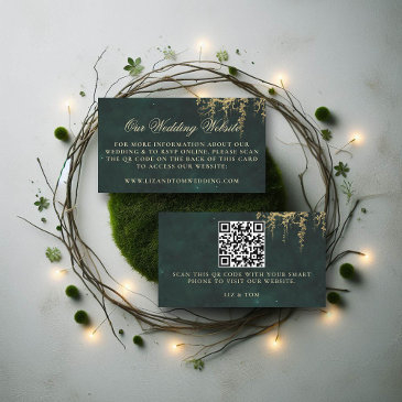 wedding website qr code enchanted forest vines enclosure invitations
