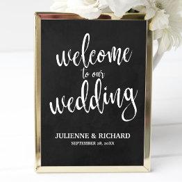 Small Wedding Welcome Affordable Chalkboard Sign Invitation Front View