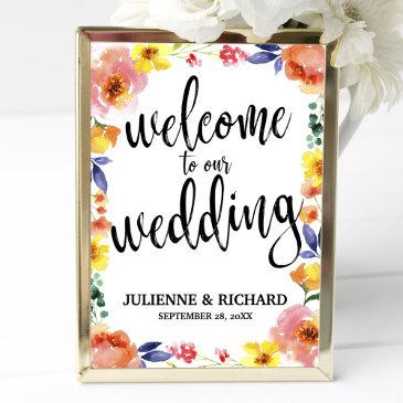 wedding welcome boho floral affordable sign