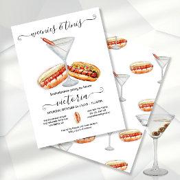 Small Weenies & Tinis Birthday Bachelorette Invitation Front View