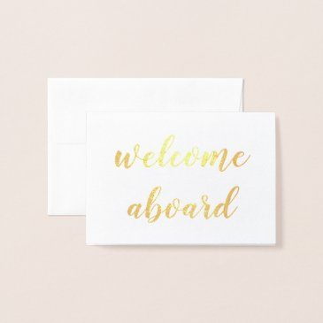 welcome aboard gold foil script foil invitations