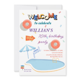Small Welcome Summer Birthday Pool Party Invitation Front View