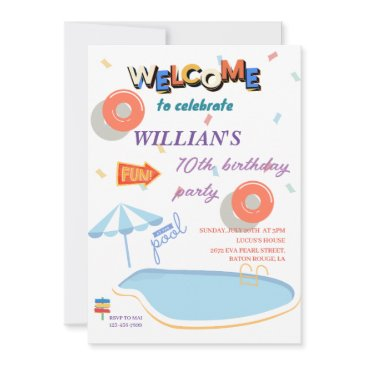 welcome summer birthday pool party invitation
