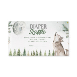 Small Welcome To The Pack Forest Wolf Diaper Raffle Enclosure Invitations Front View
