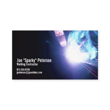 welder welding sparks blue business invitations