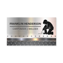 Small Welder Working | Diamond Steel | Metals Business Invitations Front View