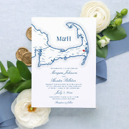 Small Wequassett Resort Harwich Cape Cod Wedding Invitation Front View