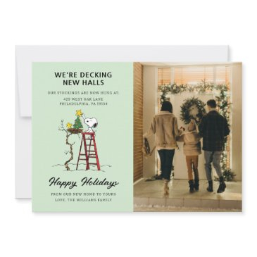 we're decking new halls | snoopy we've moved holiday invitations