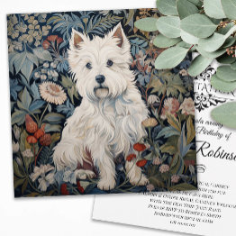 Small West Highland White Terrier Birthday Thank You Invitations Front View