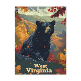 Small West Virginia Black Bear Postinvitations Front View
