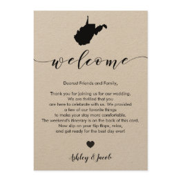 Small West Virginia Wedding Welcome Letter & Itinerary Program Front View