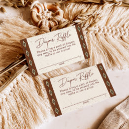Small Western Aztec Rustic Boho Diaper Raffle Invitations Front View
