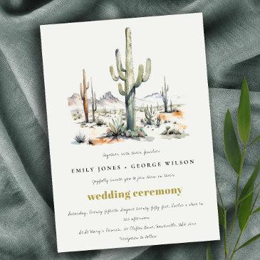 western boho cactus desert landscape wedding invitation