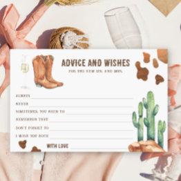 Small Western Bridal Shower Advice And Wishes Stationery Front View