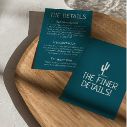 Small Western Cactus Modern Boho West Wedding Details Enclosure Invitations Front View