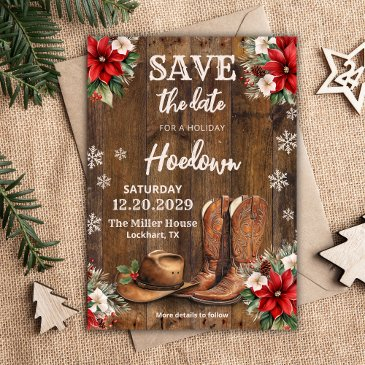 western christmas save the date, xmas cowboy invitation