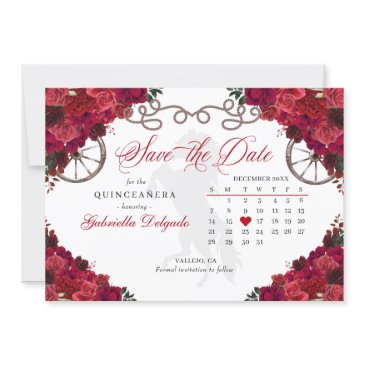 western red roses charro quinceañera save the date invitation