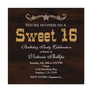 western star country sweet 16 birthday invitations