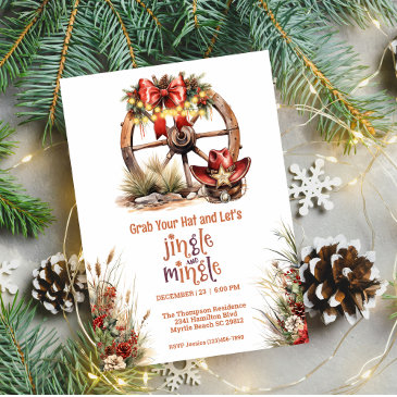 western theme cowboy christmas party invitation