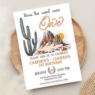 western twins how the west was one 1st birthday in invitation