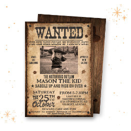 Small Western Wanted Birthday Invitation Front View