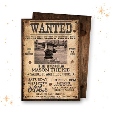 western wanted birthday invitation