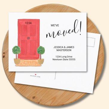 we've moved change of address red door watercolor announcement postinvitations