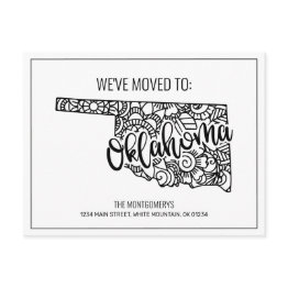 Small We've Moved Floral Mandala Oklahoma State Announcement Postinvitations Front View