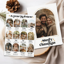 Small What A Year Review Photo Collage Merry Christmas Holiday Invitations Front View