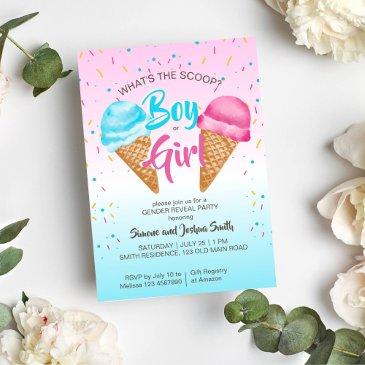 what's the scoop ice cream gender reveal invitation