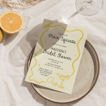 whimsical bow lemon main squeeze bridal shower invitation