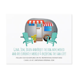 Small Whimsical Camper Moving Announcement Front View
