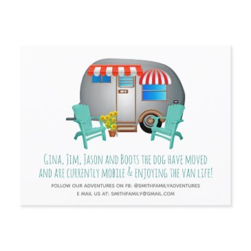 whimsical camper moving announcement