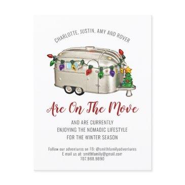 whimsical camper seasonal moving announcement