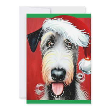 whimsical christmas irish wolfhound flat invitations