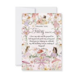 Small Whimsical Cute Fairies Birthday Wildflower Garden Thank You Invitations Front View