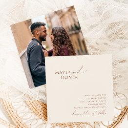 Small Whimsical Desert | Beige Photo Square Wedding Invitation Front View