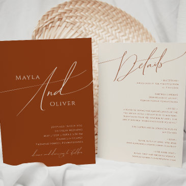 whimsical desert | terracotta all in one wedding invitation