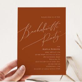 Small Whimsical Desert | Terracotta Bachelorette Party Invitation Front View