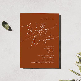 Small Whimsical Desert | Terracotta Wedding Reception Invitation Front View