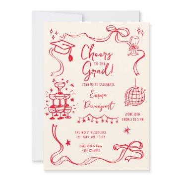 whimsical doodle graduation party invitation