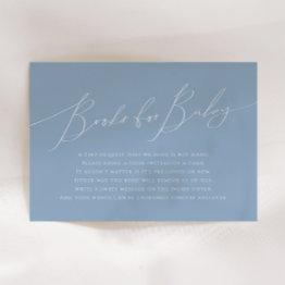 Small Whimsical Dusty Blue Books For Baby Enclosure Invitations Front View