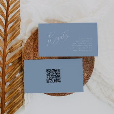 whimsical dusty blue qr code baby registry enclosure invitations
