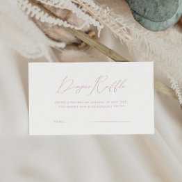 Small Whimsical Dusty Rose Baby Shower Diaper Raffle Enclosure Invitations Front View