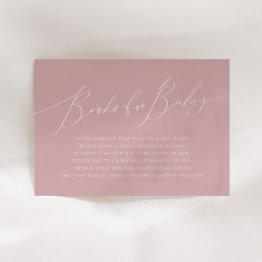 Small Whimsical Dusty Rose Books For Baby Enclosure Invitations Front View