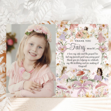 whimsical fairies birthday flower garden picture thank you invitations