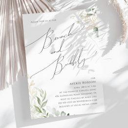 Small Whimsical Greenery And Gold | Brunch And Bubbly Invitation Front View