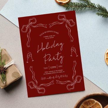 whimsical hand drawn red holiday business party invitation