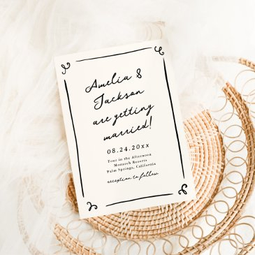 whimsical hand drawn wedding invitation