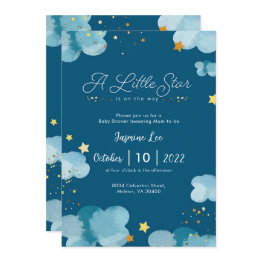 Small Whimsical Little Star Baby Shower Invitation Front View